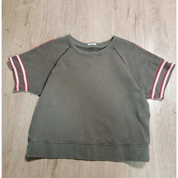 MOTHER Jeans Size XS The Raw Short Sleeve Square Boxy Oversized Sweatshirt Top - Picture 1 of 8